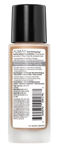 Almay Skin Perfecting Comfort Matte Foundation, Hypoallergenic, Cruelty Free, Fragrance Free, Dermatologist Tested Liquid Makeup