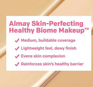 Almay Skin Perfecting Healthy Biome Foundation Makeup with Prebiotic Complex SPF 25, Hypoallergenic, -Fragrance Free