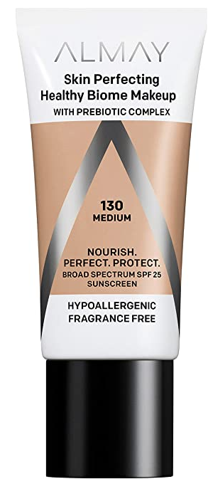 Almay Skin Perfecting Healthy Biome Foundation Makeup with Prebiotic Complex SPF 25, Hypoallergenic, -Fragrance Free