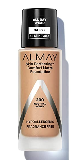 Almay Skin Perfecting Comfort Matte Foundation, Hypoallergenic, Cruelty Free, Fragrance Free, Dermatologist Tested Liquid Makeup