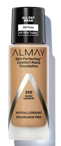 Almay Skin Perfecting Comfort Matte Foundation, Hypoallergenic, Cruelty Free, Fragrance Free, Dermatologist Tested Liquid Makeup