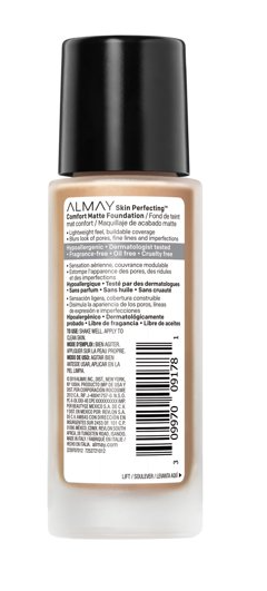 Almay Skin Perfecting Comfort Matte Foundation, Hypoallergenic, Cruelty Free, Fragrance Free, Dermatologist Tested Liquid Makeup