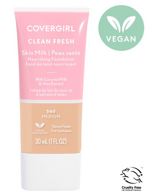 COVERGIRL Clean Fresh Skin Milk, Clean Vegan Formula, 1 FL. OZ, Lightweight Foundation