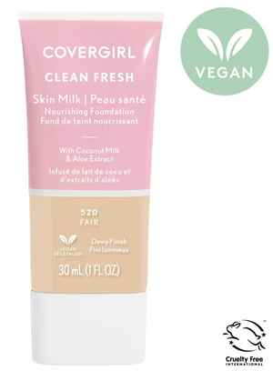 COVERGIRL Clean Fresh Skin Milk, Clean Vegan Formula, 1 FL. OZ, Lightweight Foundation