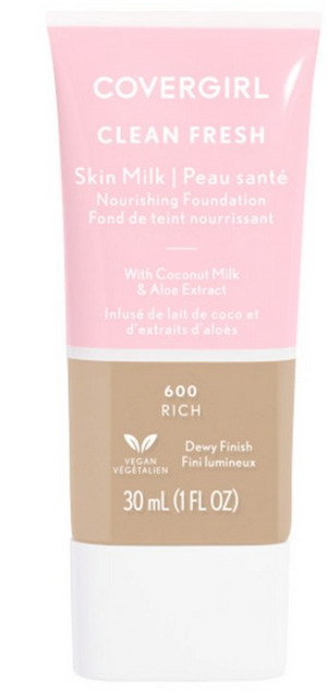 COVERGIRL Clean Fresh Skin Milk, Clean Vegan Formula, 1 FL. OZ, Lightweight Foundation