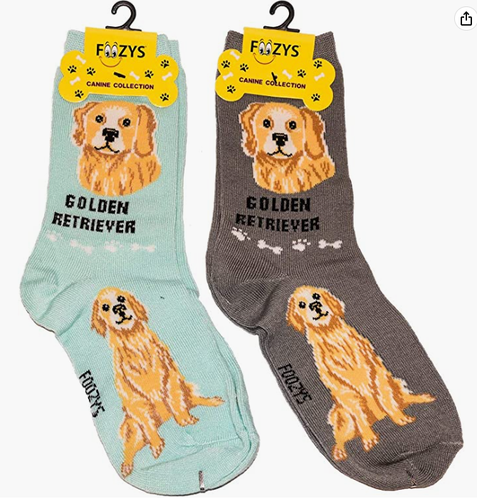 FOOZY'S Adult Socks - Golden Retriever Set of 2