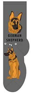 FOOZY'S Adult Socks - German Shepherd, 2 Pack (Off-white and Grey)