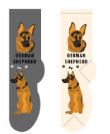 FOOZY'S Adult Socks - German Shepherd, 2 Pack (Off-white and Grey)