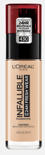 L'Oreal Infallible 24 HR Foundation, 1.0 FL. OZ.