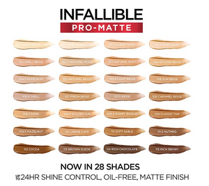 L'OREAL Paris Infallible Pro-Matte 24 Hour Wear Foundation, Oil Free 1.0 FL OZ/ 30 ml.